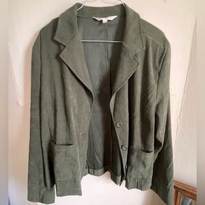 90s 📞button up shirt soft thin flowy faux suede blazer